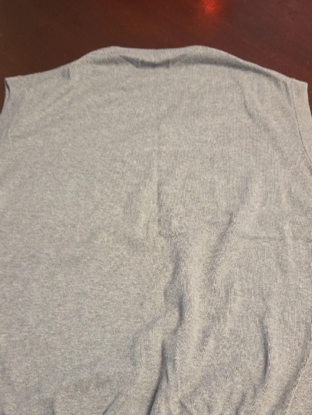 Chaps Men's V-Neck Sweater in Light Heather Gray with Navy Embroidery - Picture 3 of 4